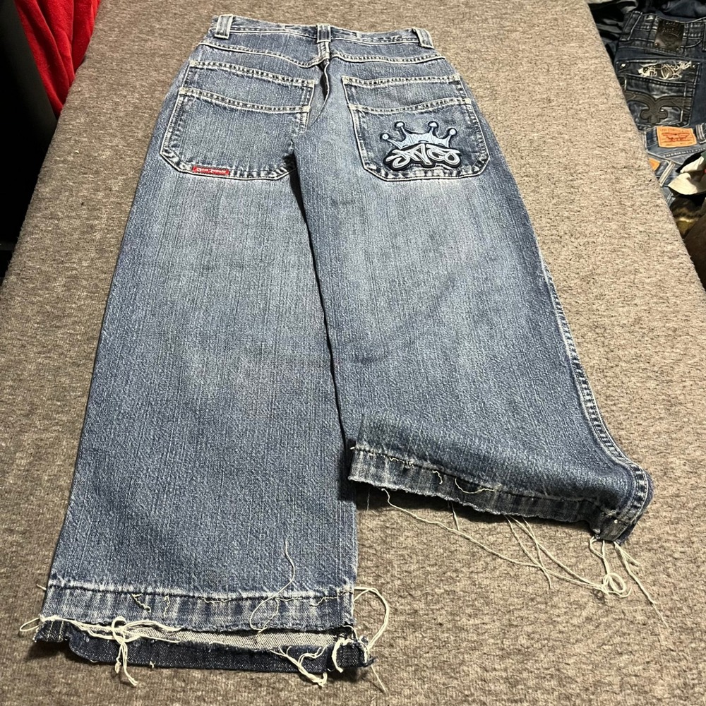 JNCO Jeans Kids Size 10 Wide Leg Baggy Denim Crown Logo B1410DAJ Blue 26x27